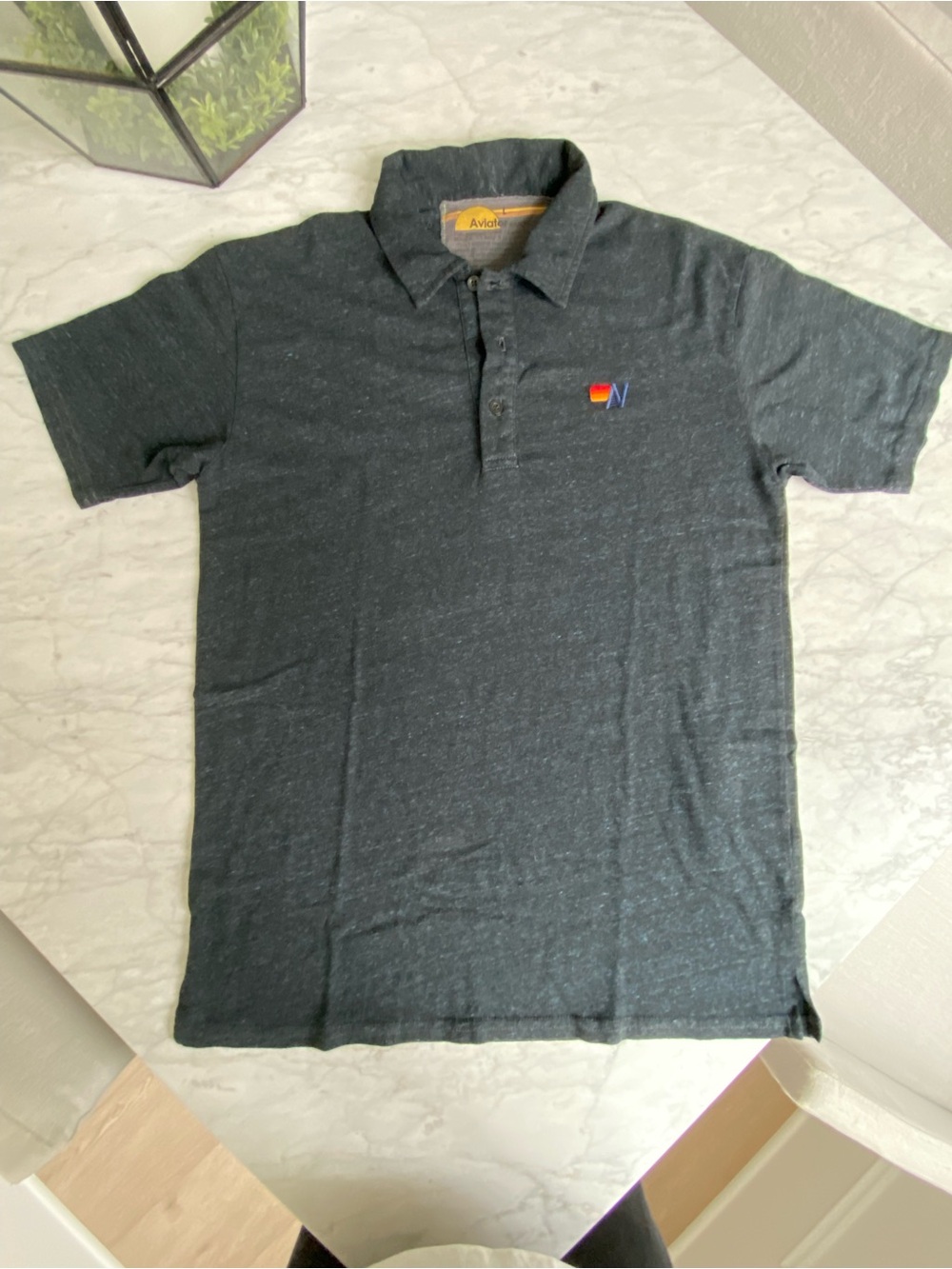 Aviator Nation Dark Heather Gray Polo with Small Chest Logo
